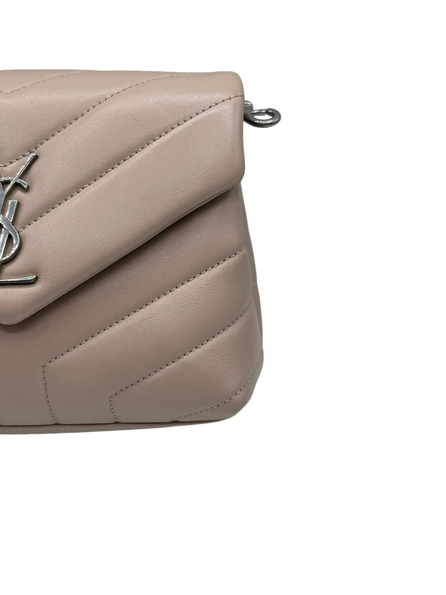 SAINT LAURENT- Calfskin Y Quilted Monogram Toy Loulou Satchel Dark Beige