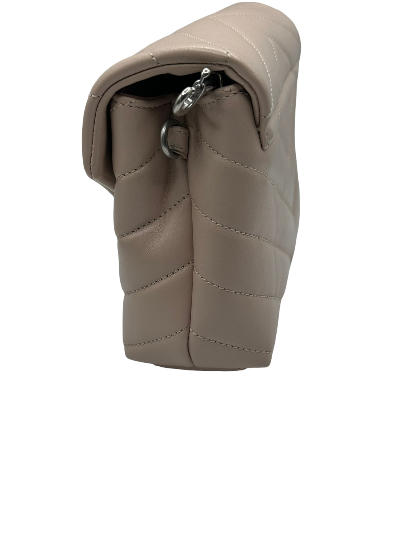 SAINT LAURENT- Calfskin Y Quilted Monogram Toy Loulou Satchel Dark Beige