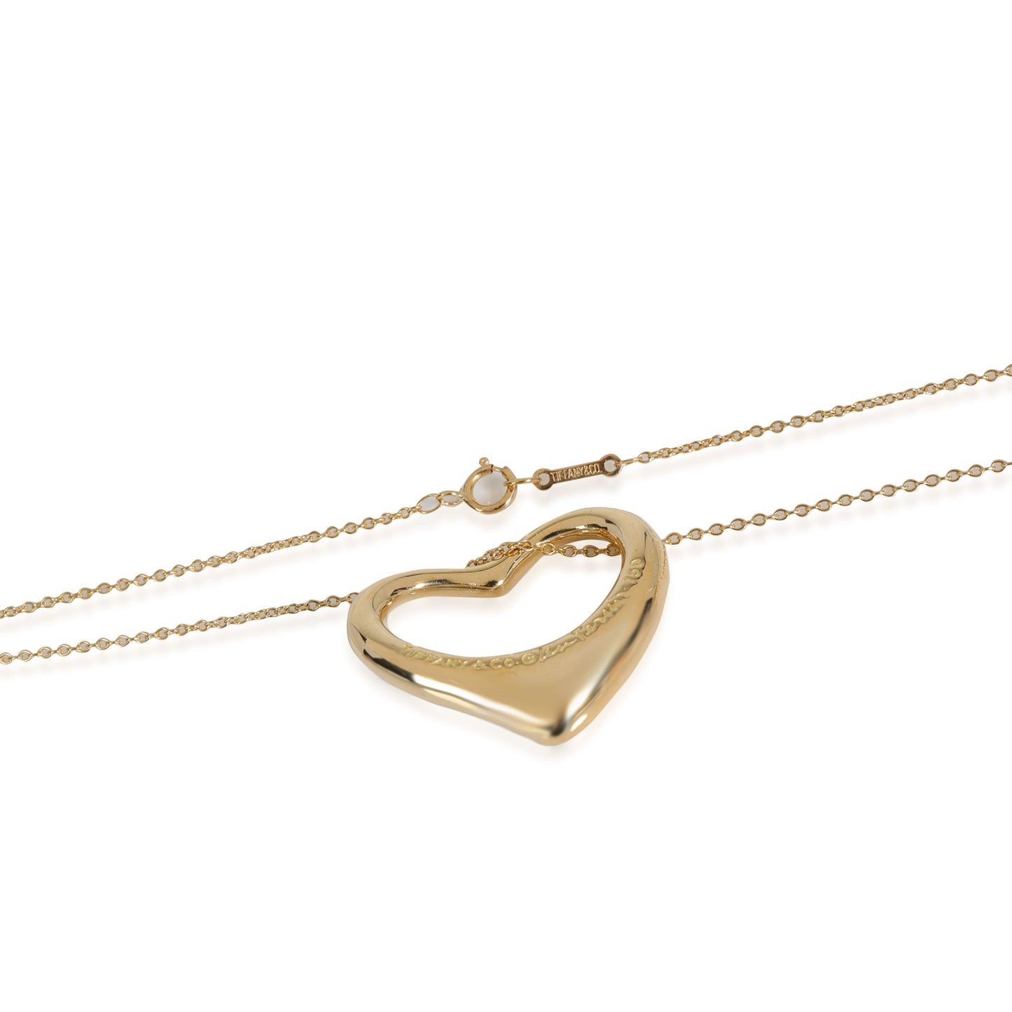 TIFFANY & CO - Elsa Peretti Diamond Open Heart Pendant in 18k Yellow Gold 1 CTW