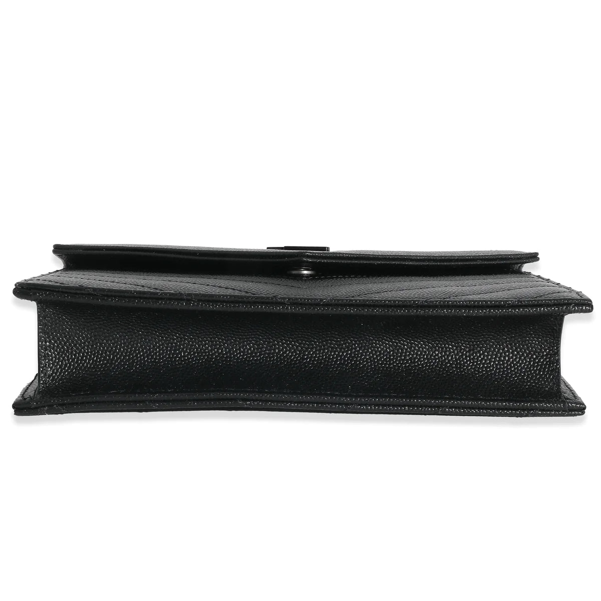 SAINT LAURENT - Black Matelassé Grain De Poudre Cassandre Envelope Chain Wallet