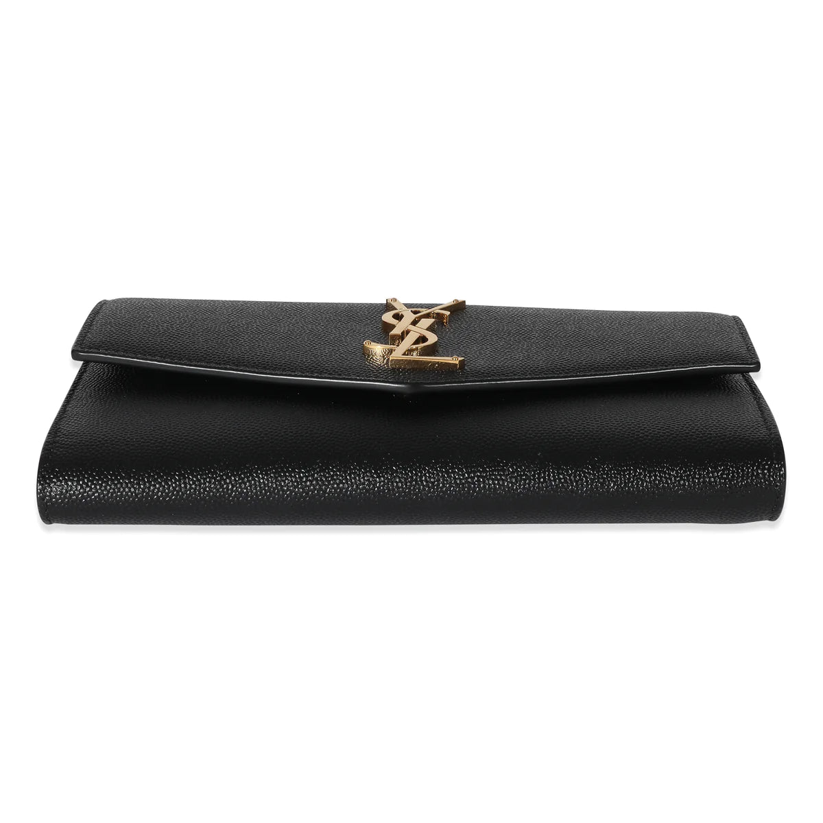 SAINT LAURENT - Black Pebbled Calfskin Uptown Chain Wallet