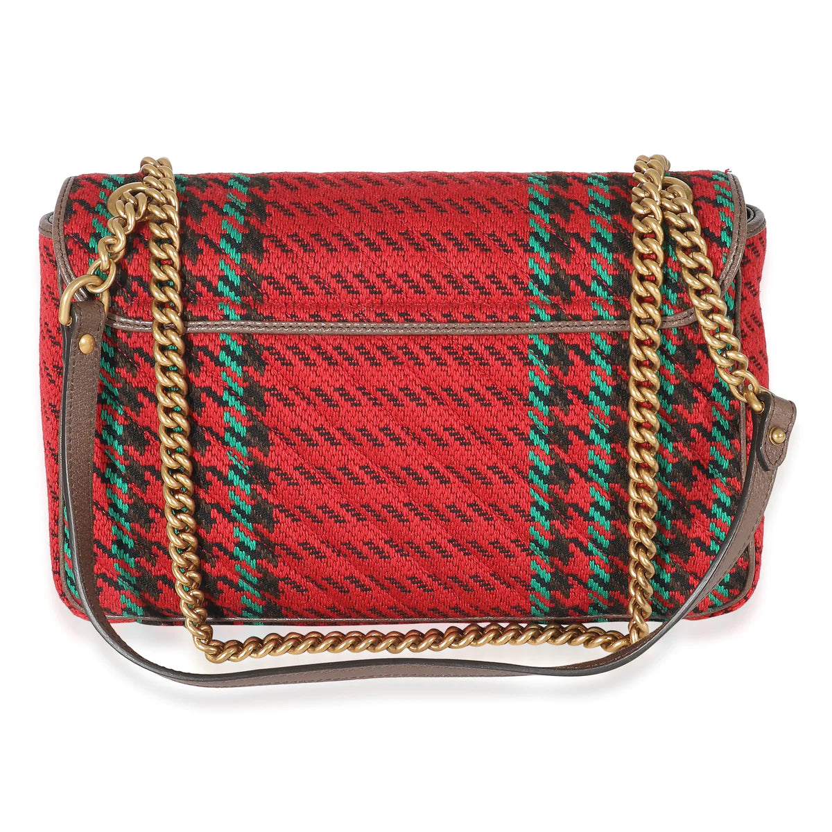 GUCCI - Multicolor Houndstooth Wool Small GG Marmont Shoulder Bag