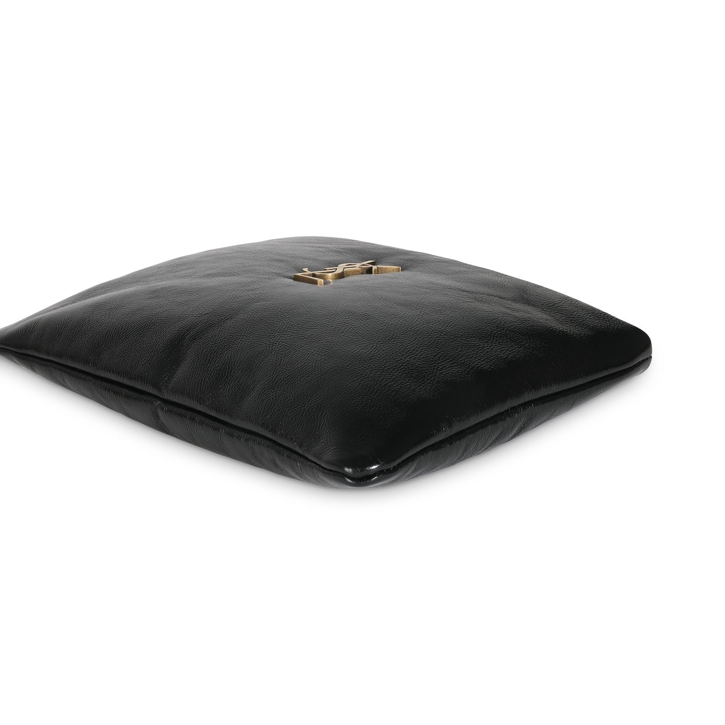 SAINT LAURENT - Black Shiny Leather Small Calypso Pillow Pouch