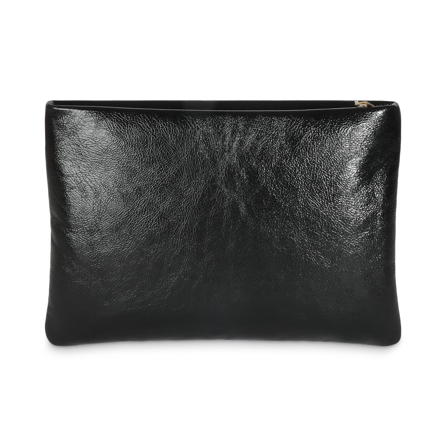 SAINT LAURENT - Black Shiny Leather Small Calypso Pillow Pouch
