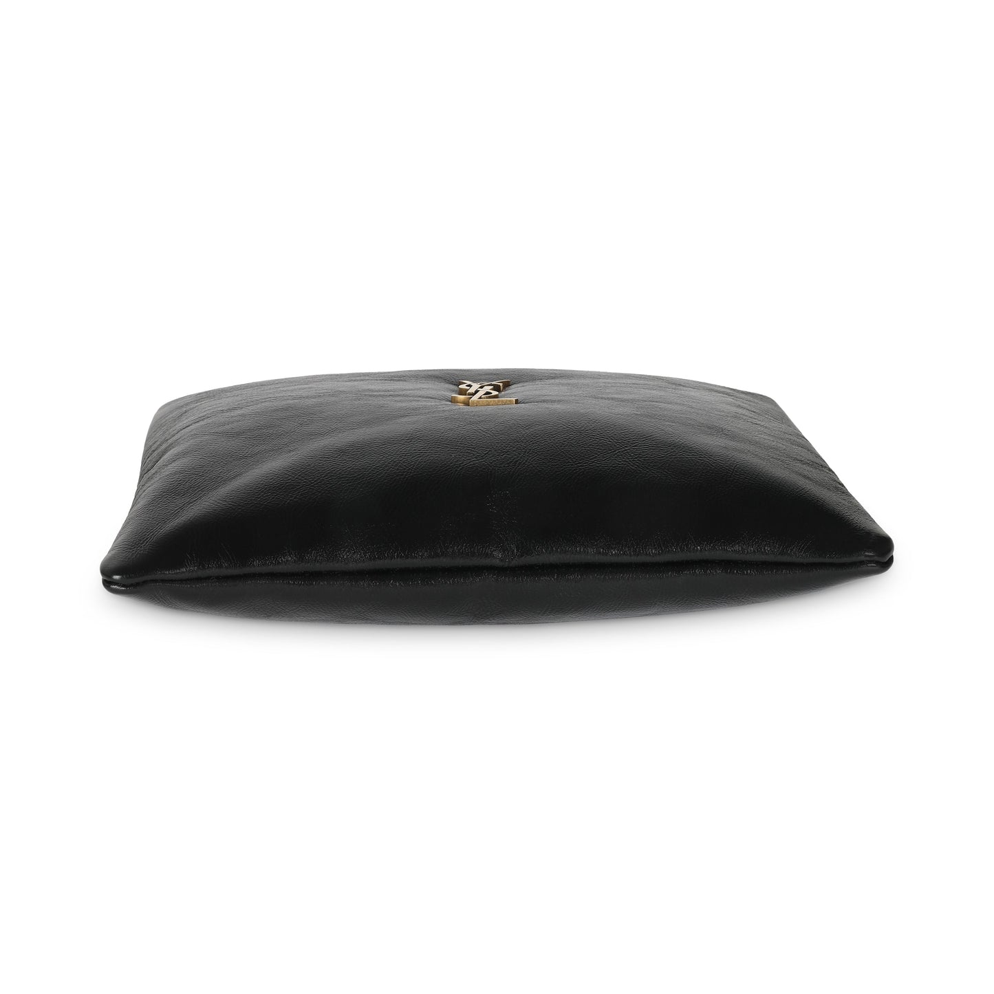 SAINT LAURENT - Black Shiny Leather Small Calypso Pillow Pouch