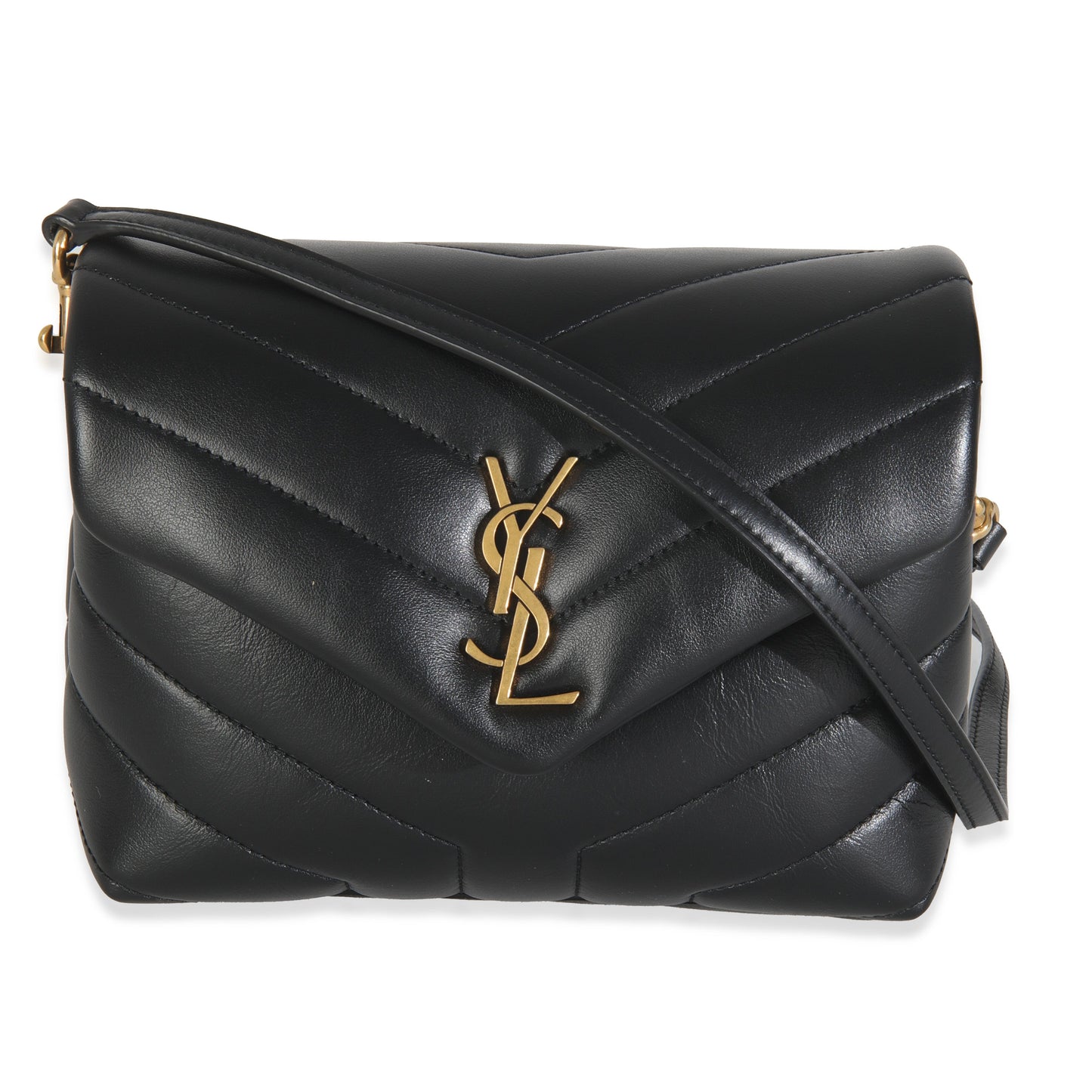 PRE-OWNED Black Calfskin Y Quilted Monogram Toy Loulou