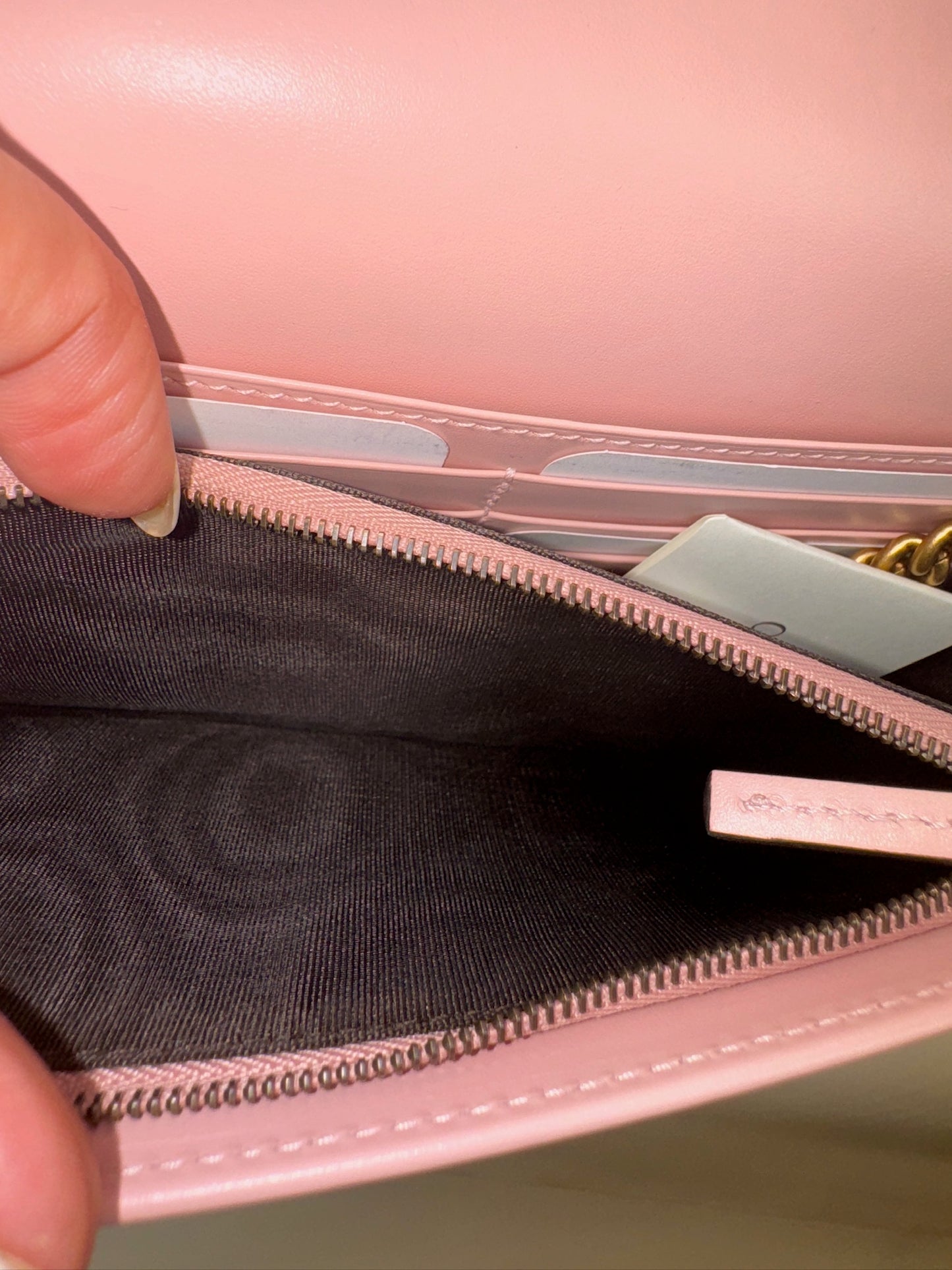PRE-OWNED GG Blush Pink Guccissima Leather Cat Head Wallet on Chain