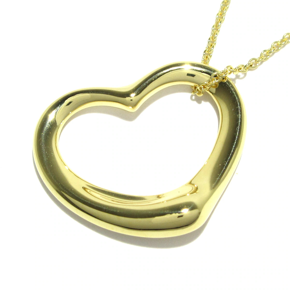PRE-OWNED 18K Yellow Gold Open Heart Necklace