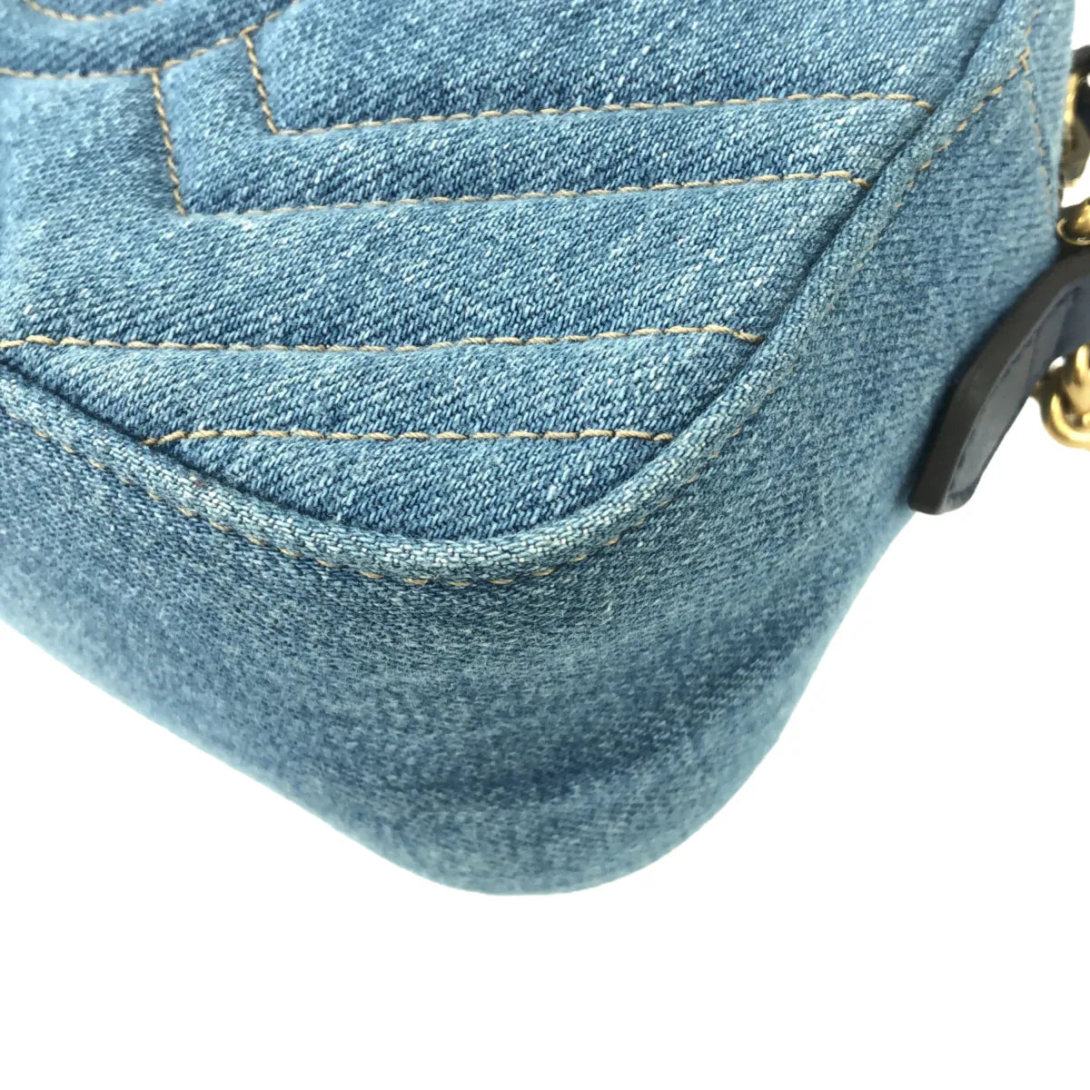 GUCCI - GG Marmont Denim Small Shoulder Bag Blue Denim