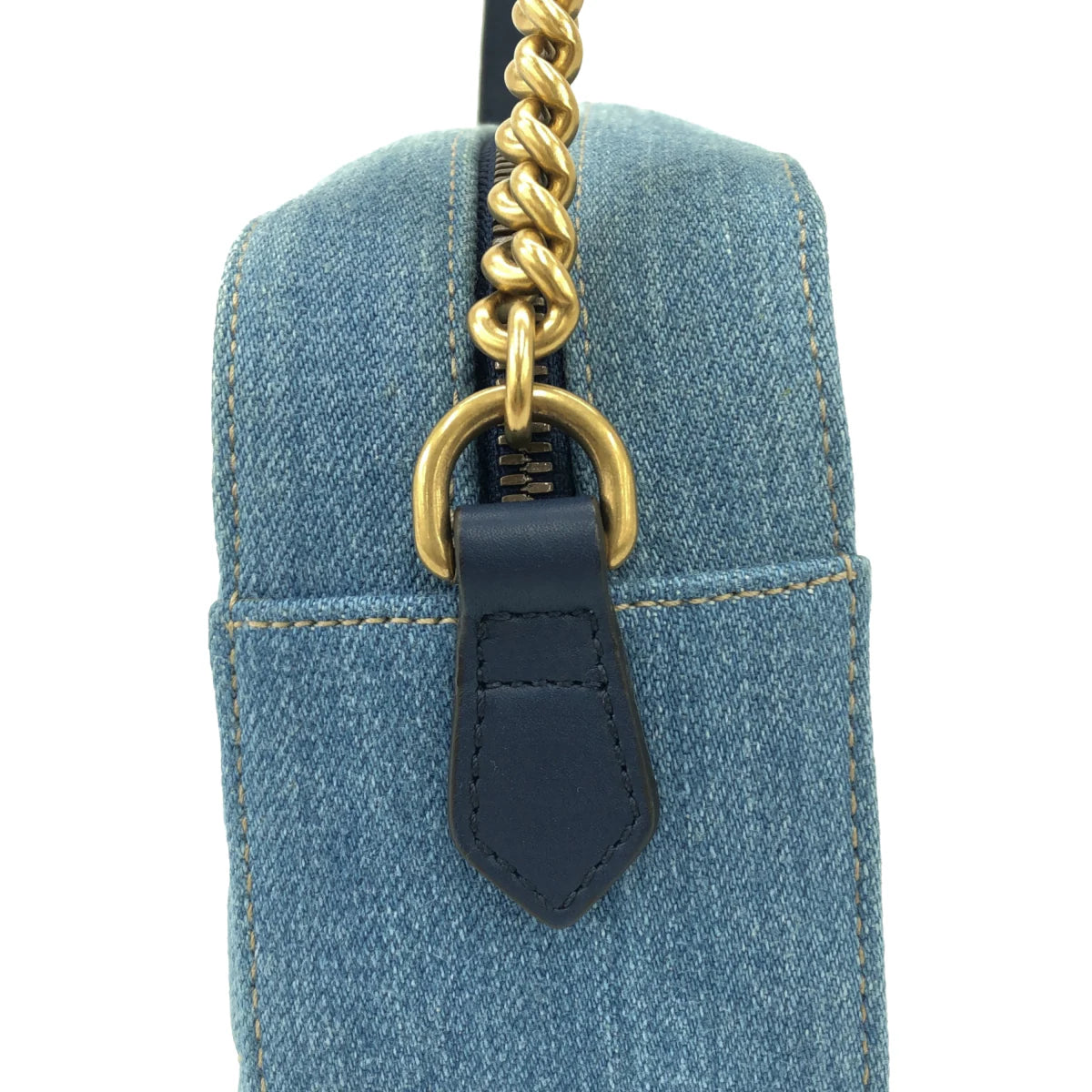 GUCCI - GG Marmont Denim Small Shoulder Bag Blue Denim