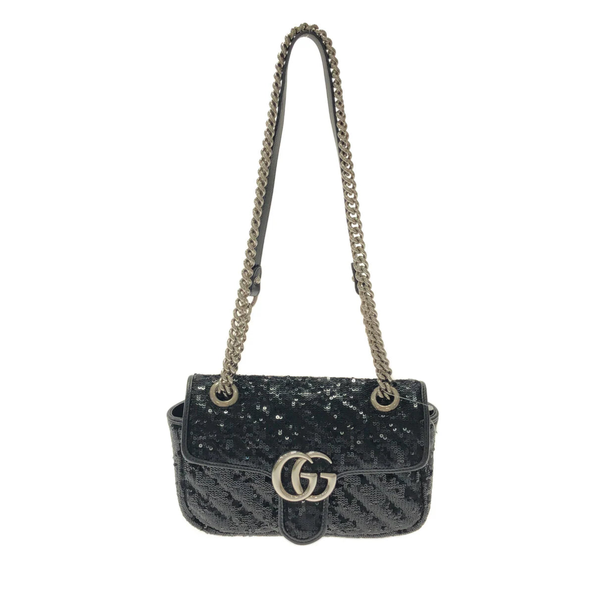 GUCCI - GG Marmont Shoulder Bag 446744 Black Sequins Leather