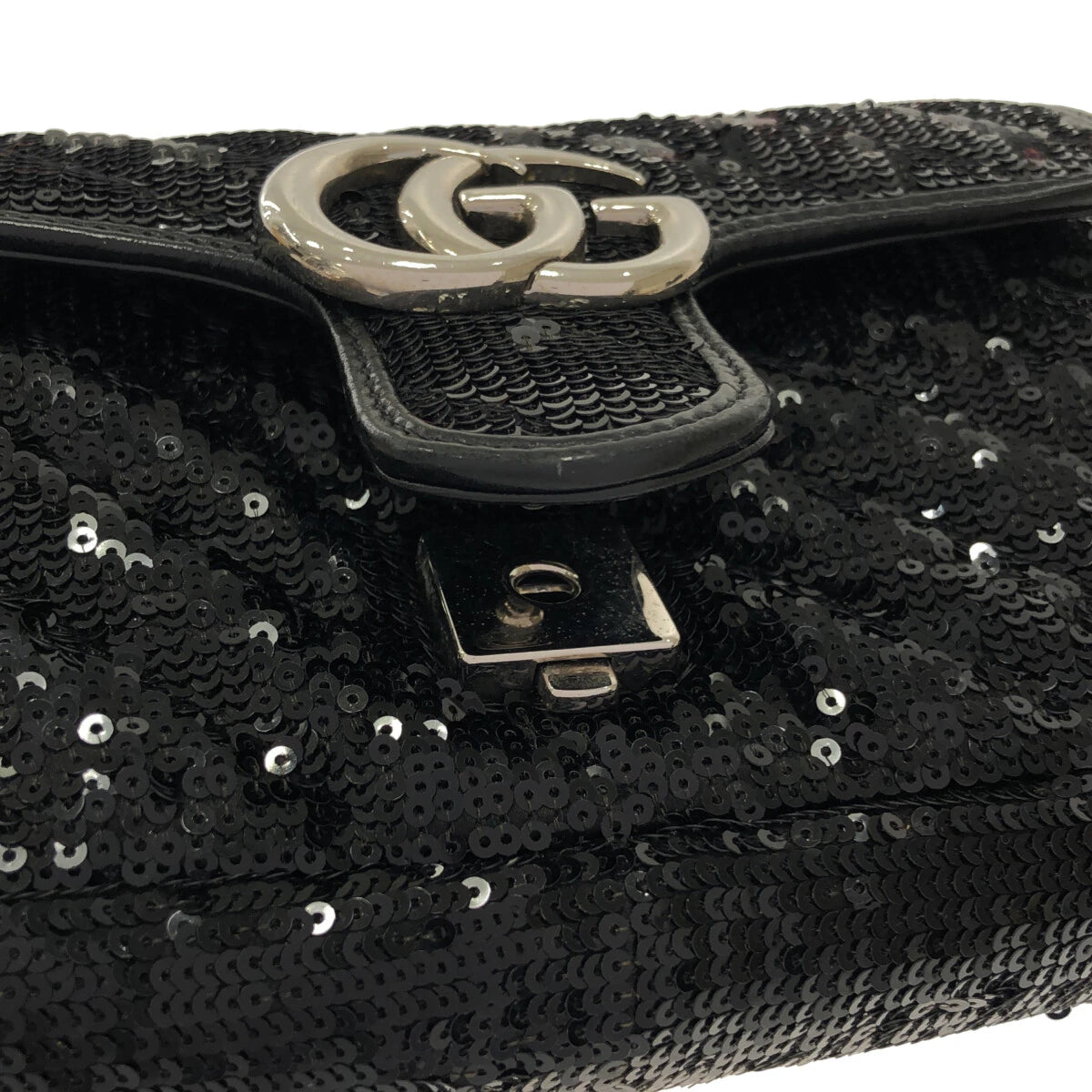 GUCCI - GG Marmont Shoulder Bag 446744 Black Sequins Leather