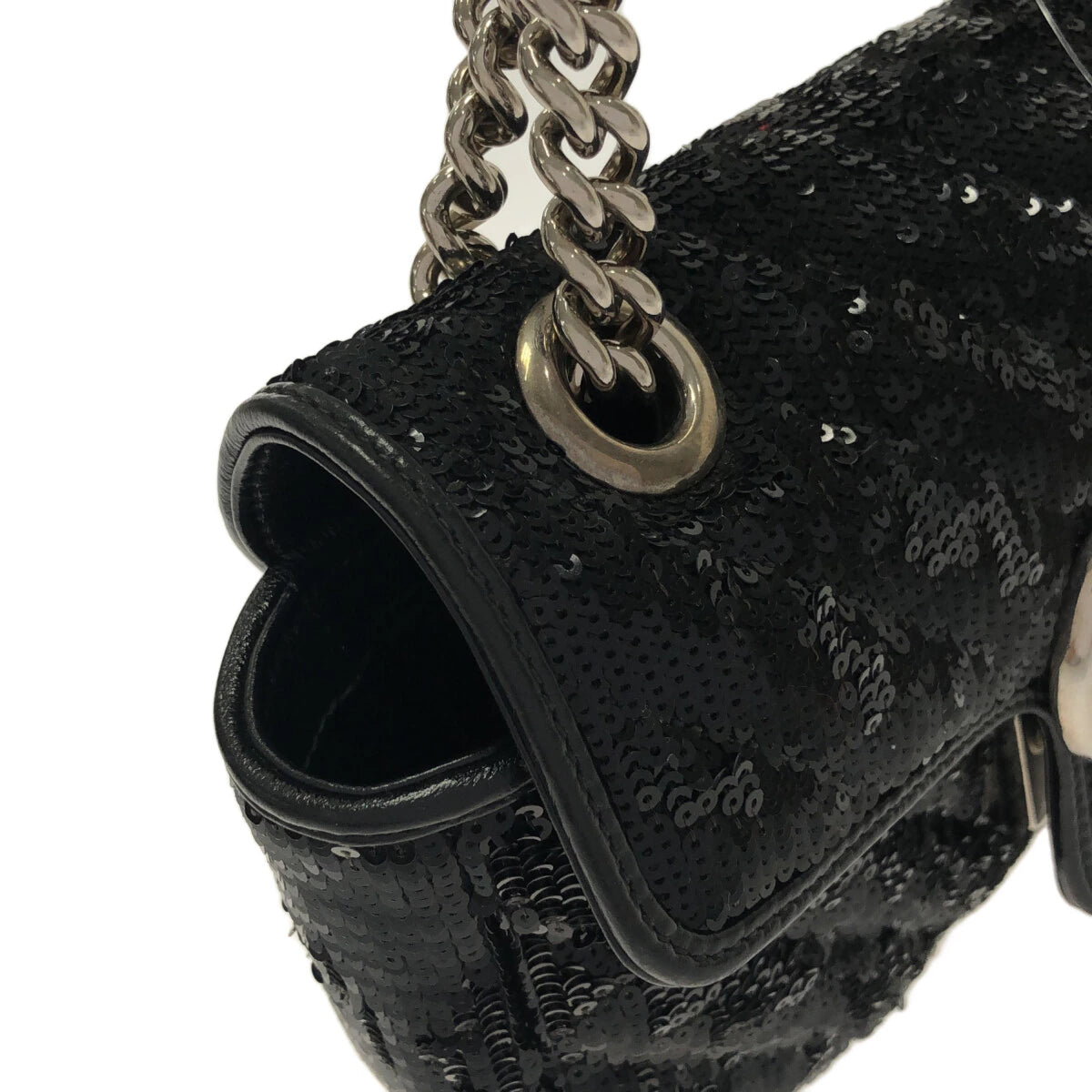GUCCI - GG Marmont Shoulder Bag 446744 Black Sequins Leather