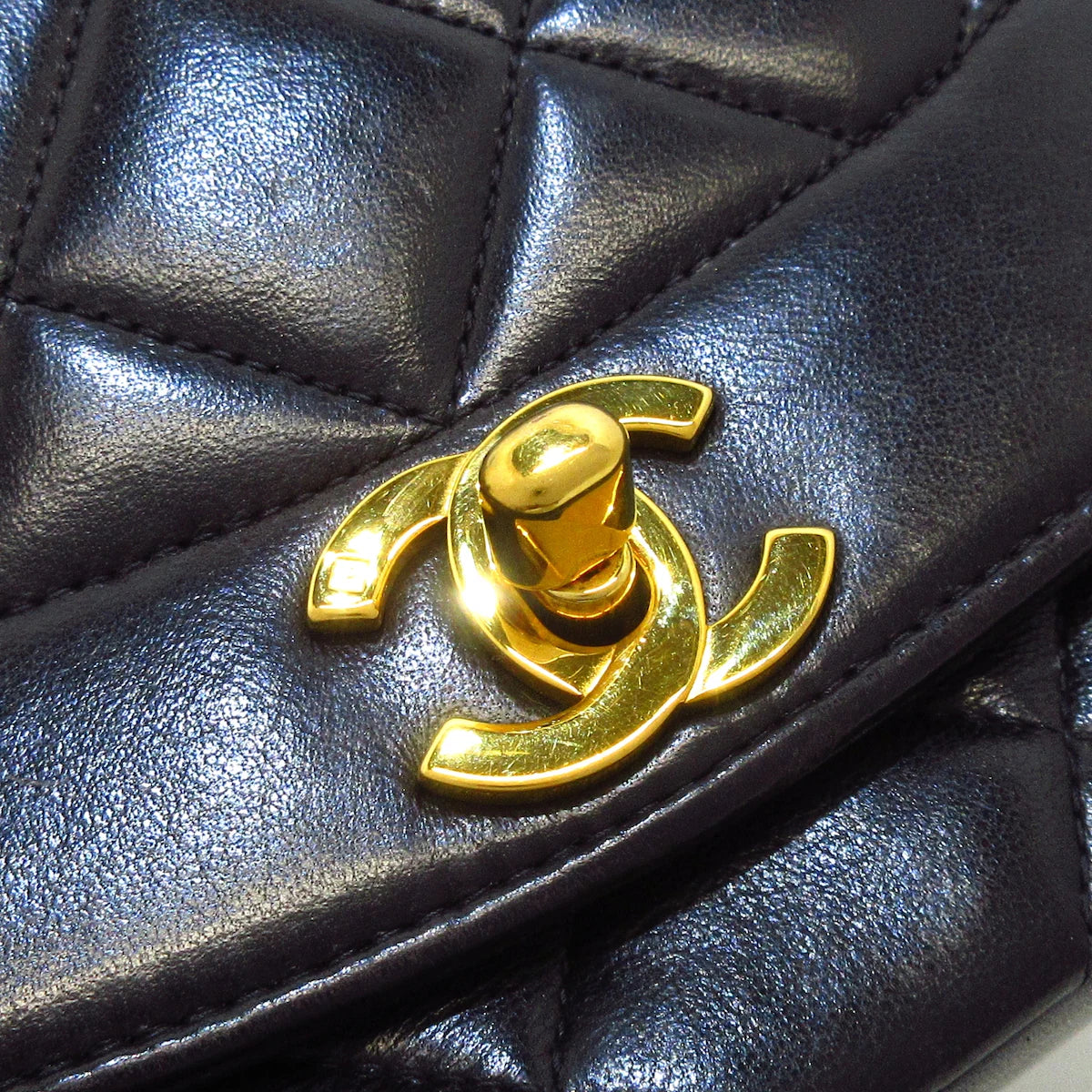 CHANEL - Diana Flap Matelasse Shoulder Bag Black Lambskin