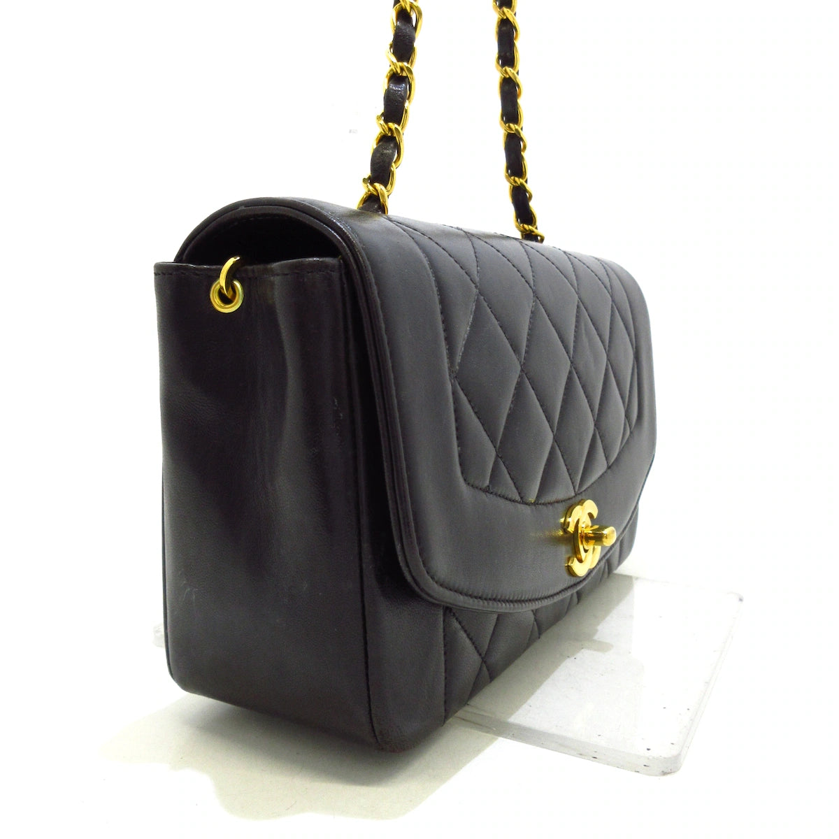 CHANEL - Diana Flap Matelasse Shoulder Bag Black Lambskin