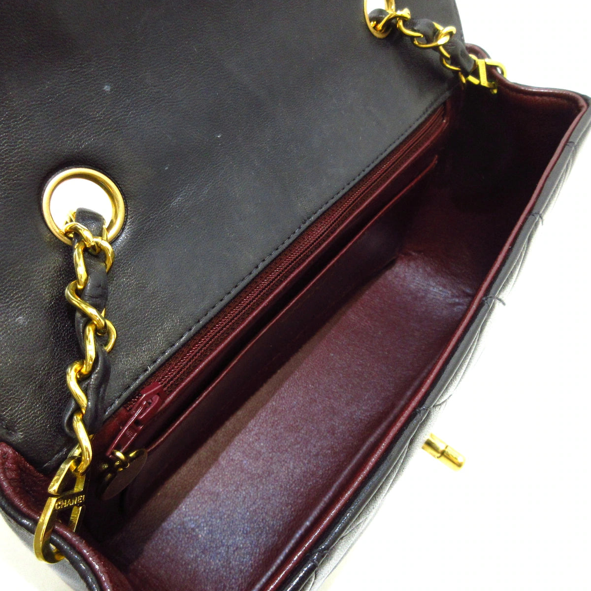 CHANEL - Diana Flap Matelasse Shoulder Bag Black Lambskin