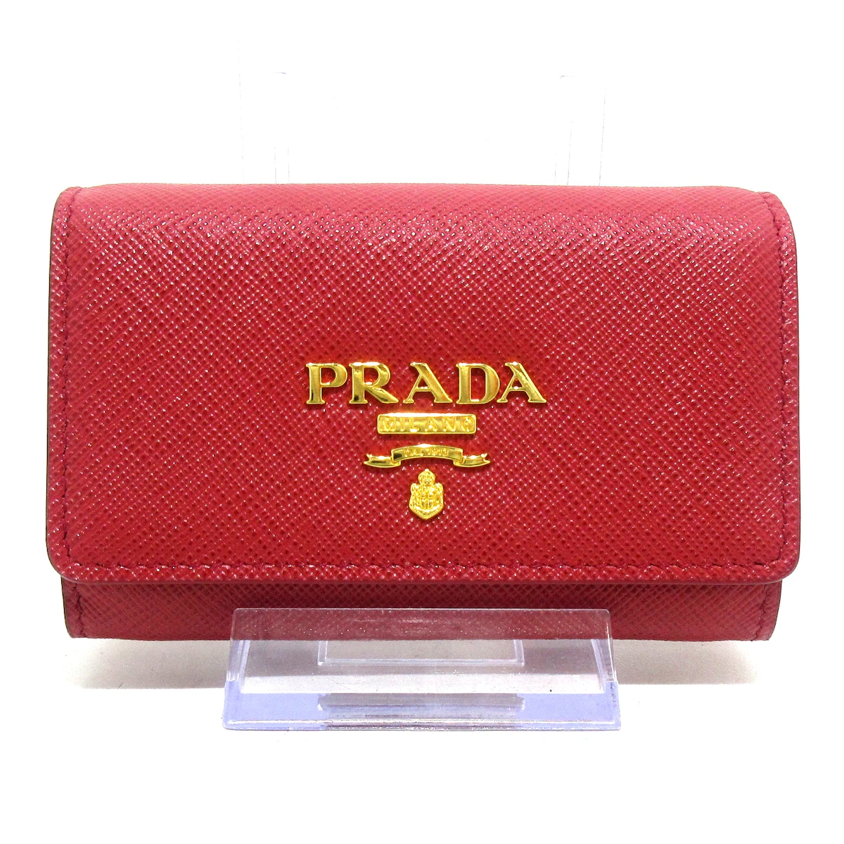 PRADA - Tarjetero de piel saffiano roja
