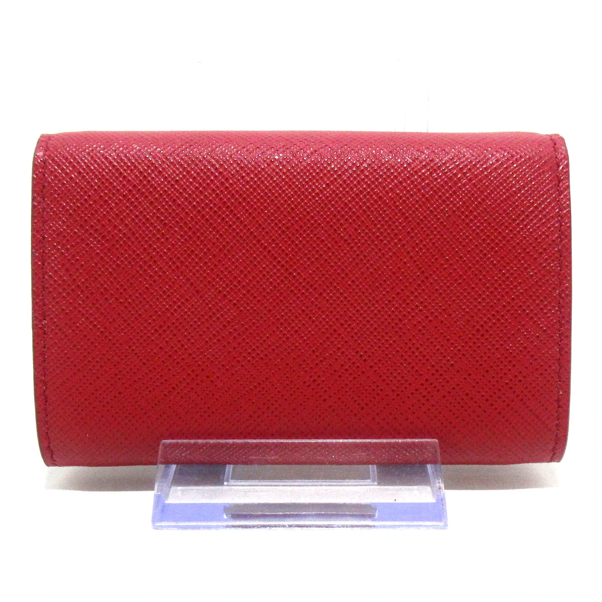PRADA - Tarjetero de piel saffiano roja