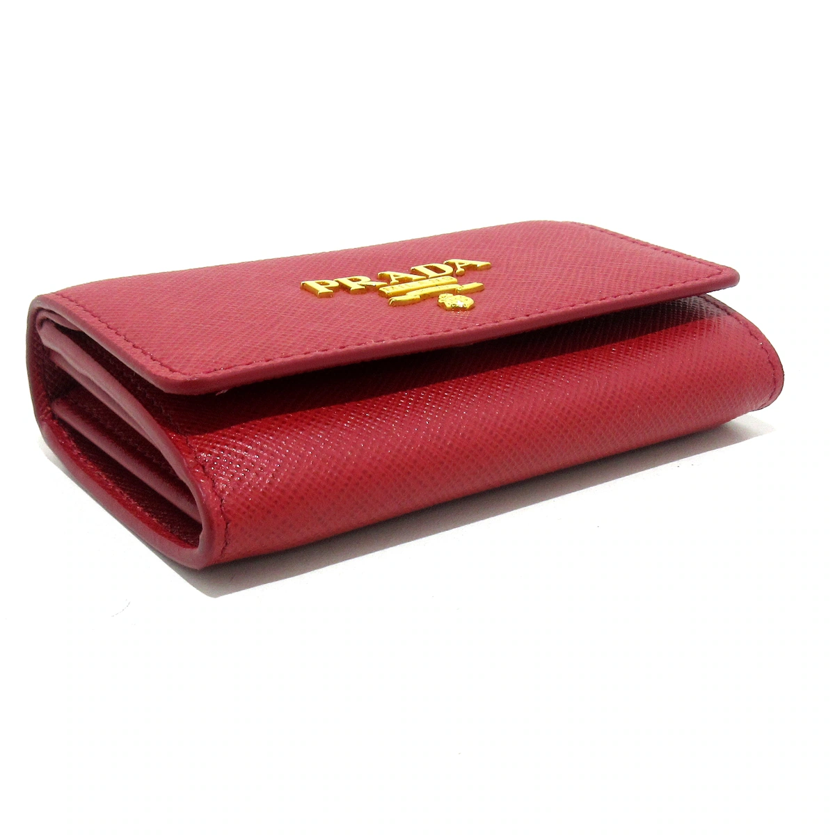PRADA - Tarjetero de piel saffiano roja
