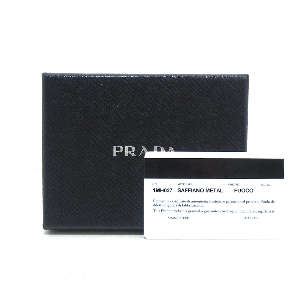 PRADA - Tarjetero de piel saffiano roja