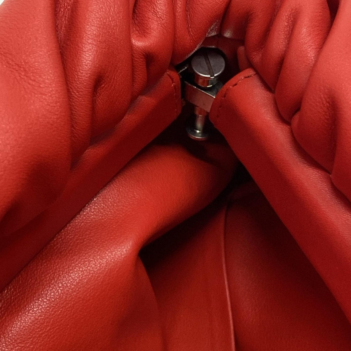 PRE-OWNED Red Leather The Fringe Pouch Shoulder Bag