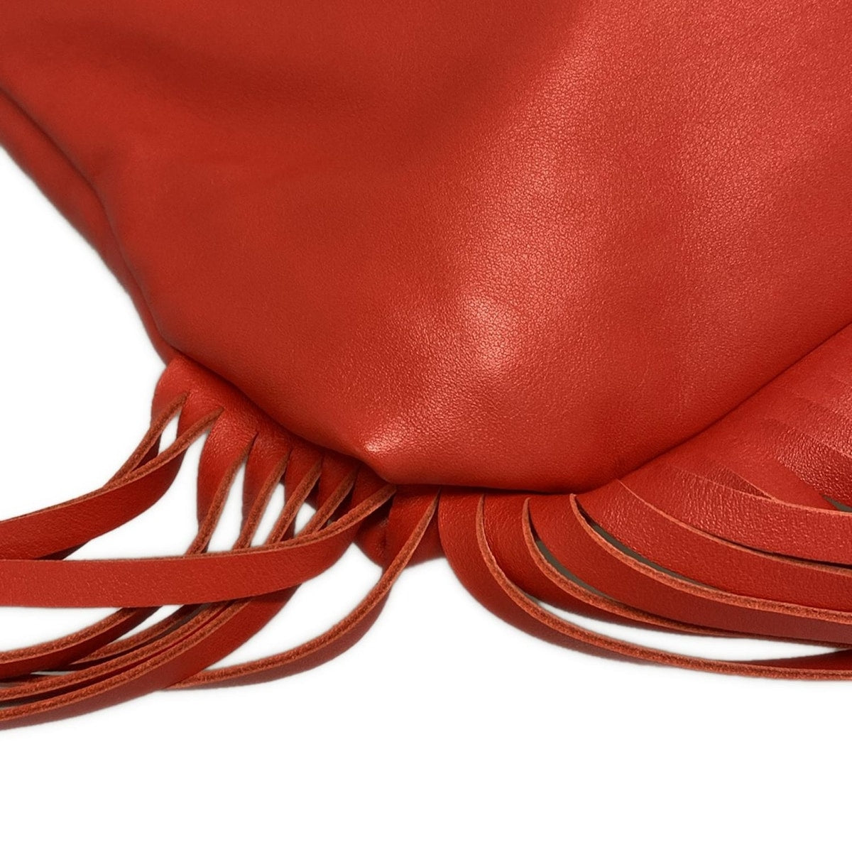 PRE-OWNED Red Leather The Fringe Pouch Shoulder Bag