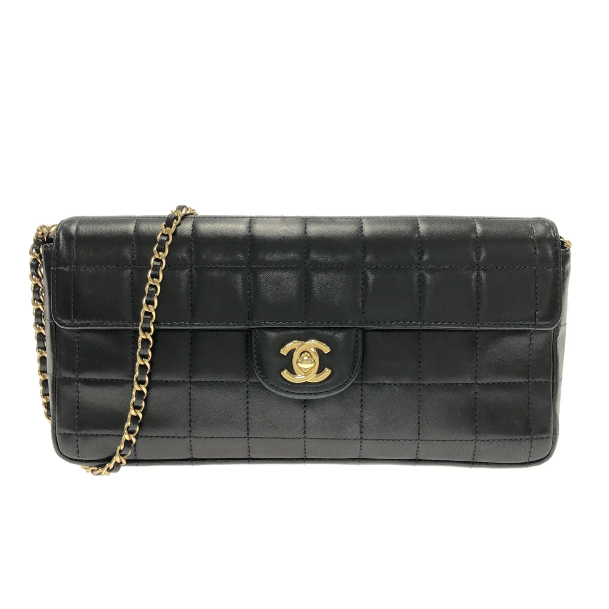 CHANEL - Chocolate Bar Shoulder Bag Black Lambskin