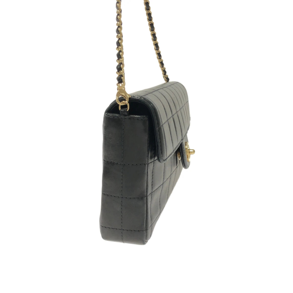 CHANEL - Chocolate Bar Shoulder Bag Black Lambskin