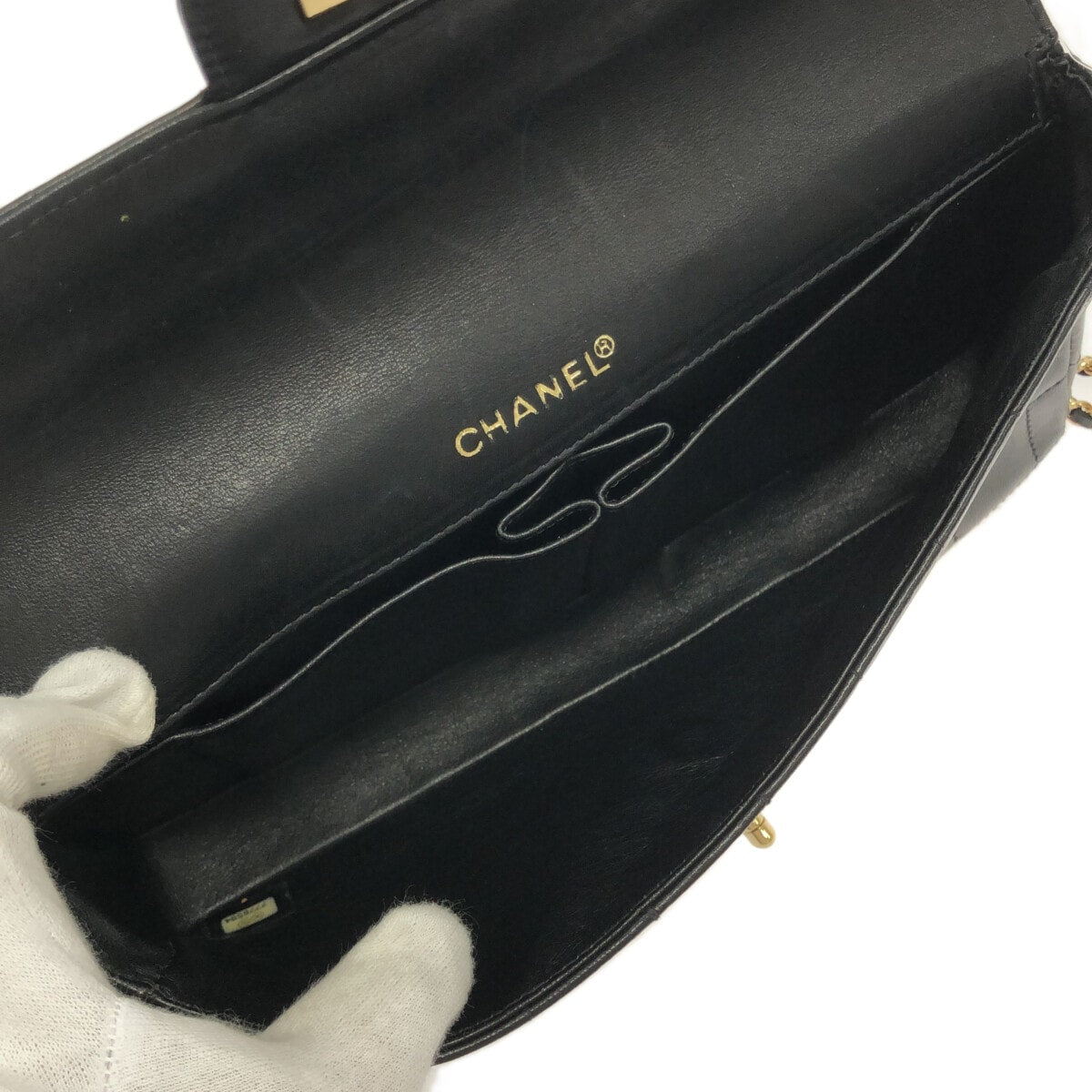 CHANEL - Chocolate Bar Shoulder Bag Black Lambskin