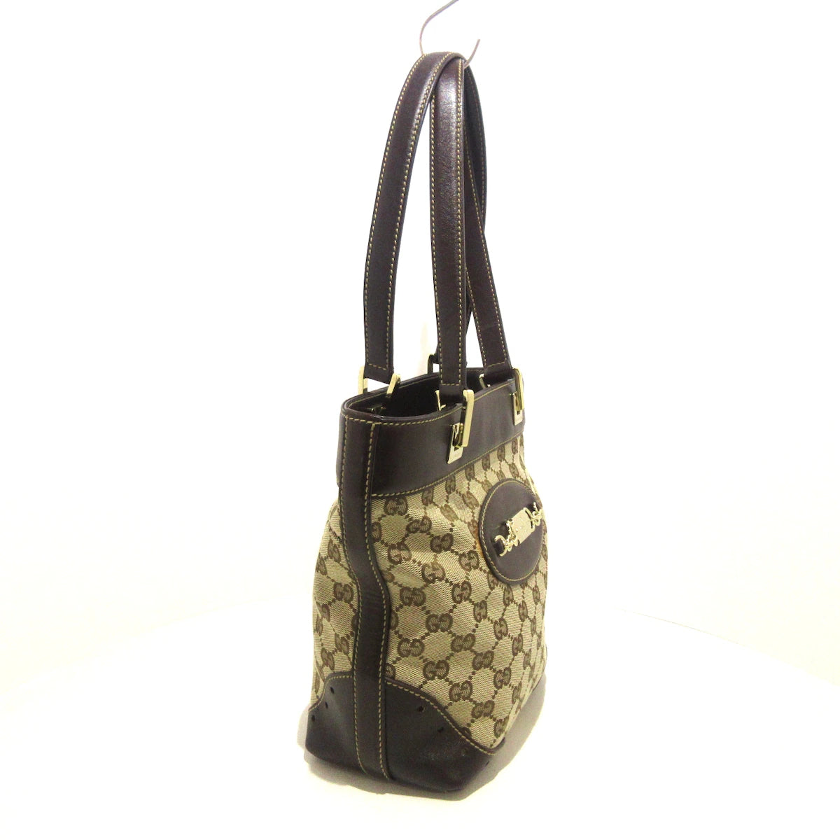 GUCCI - GG Shoulder Bag Beige Dark Brown Jacquard Leather