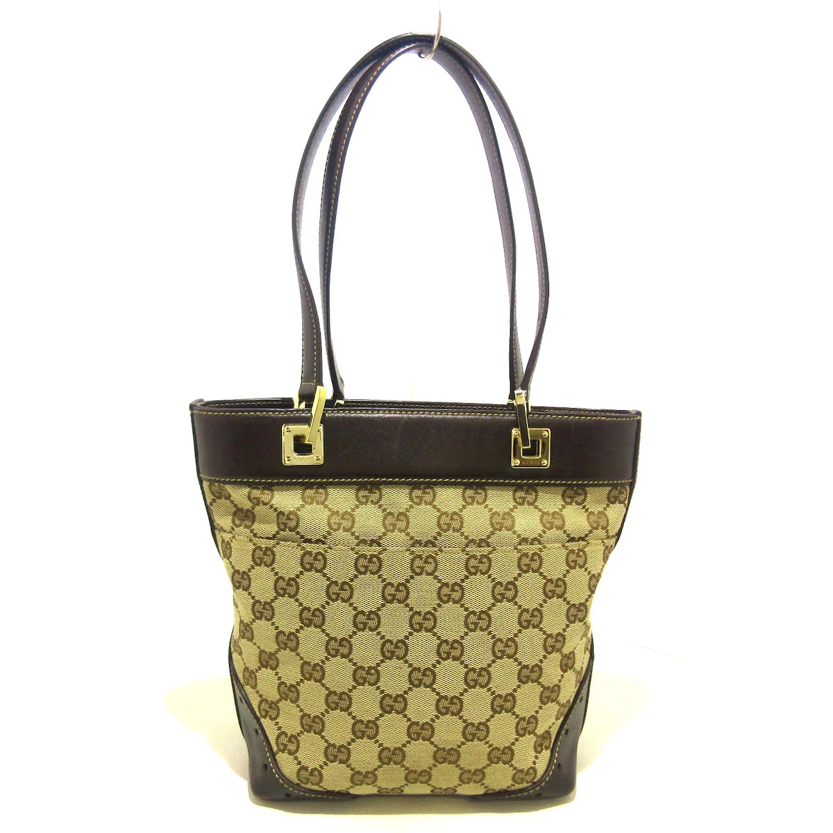 GUCCI - GG Shoulder Bag Beige Dark Brown Jacquard Leather