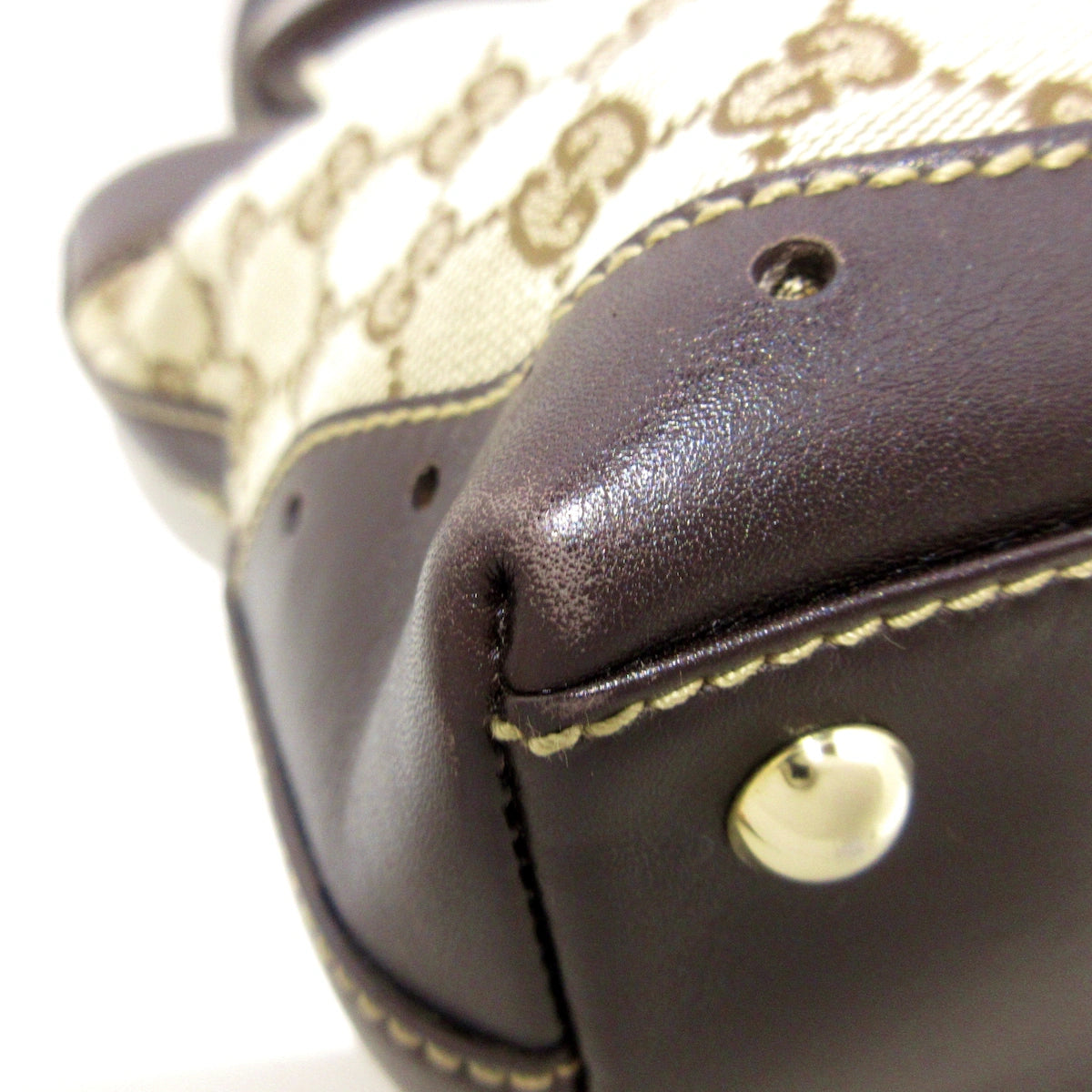 GUCCI - GG Shoulder Bag Beige Dark Brown Jacquard Leather