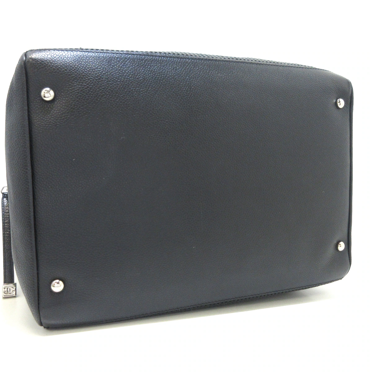 PRE-OWNED CC Shoulder Bag Black Caviar Skin Leather