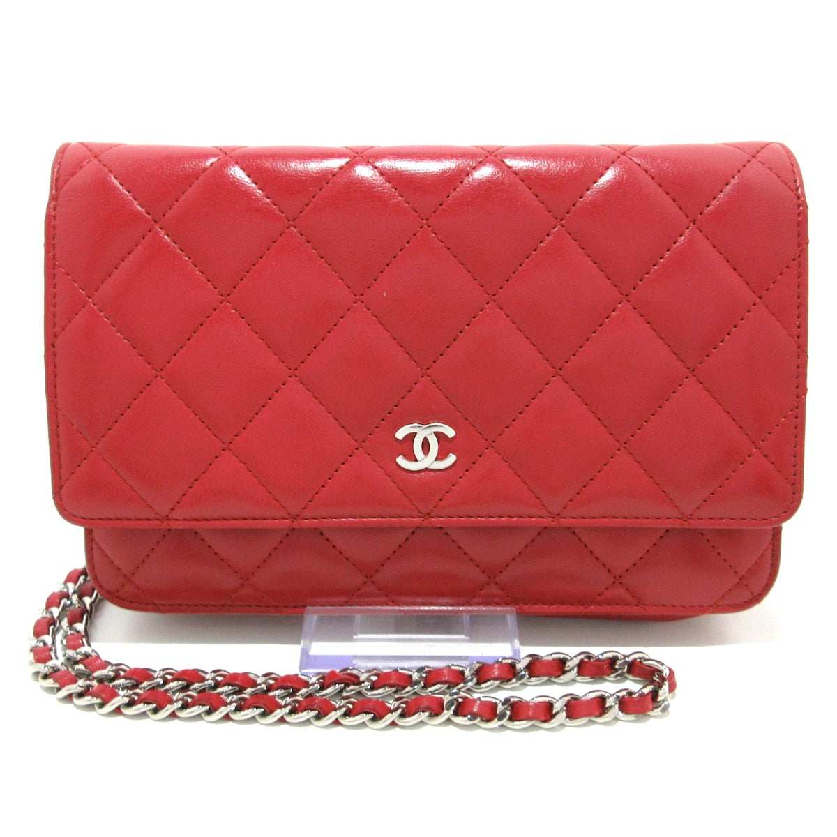 CHANEL - Matelasse Wallet on Chain Red Lambskin