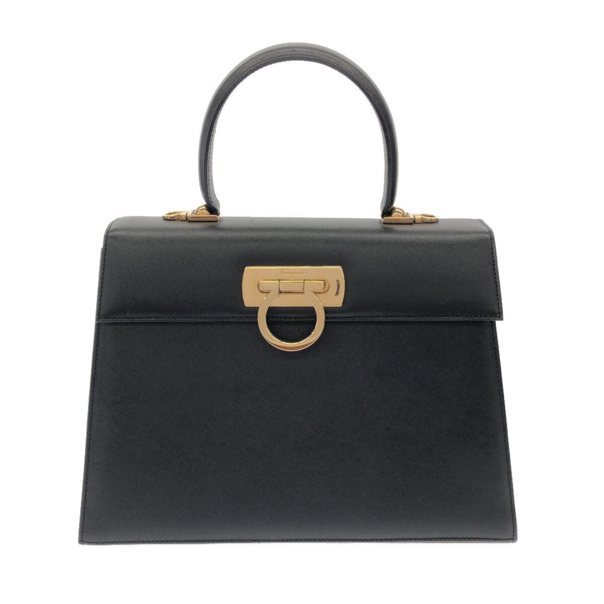 SALVATORE FERRAGAMO - Bolso de mano Gancini de piel negra