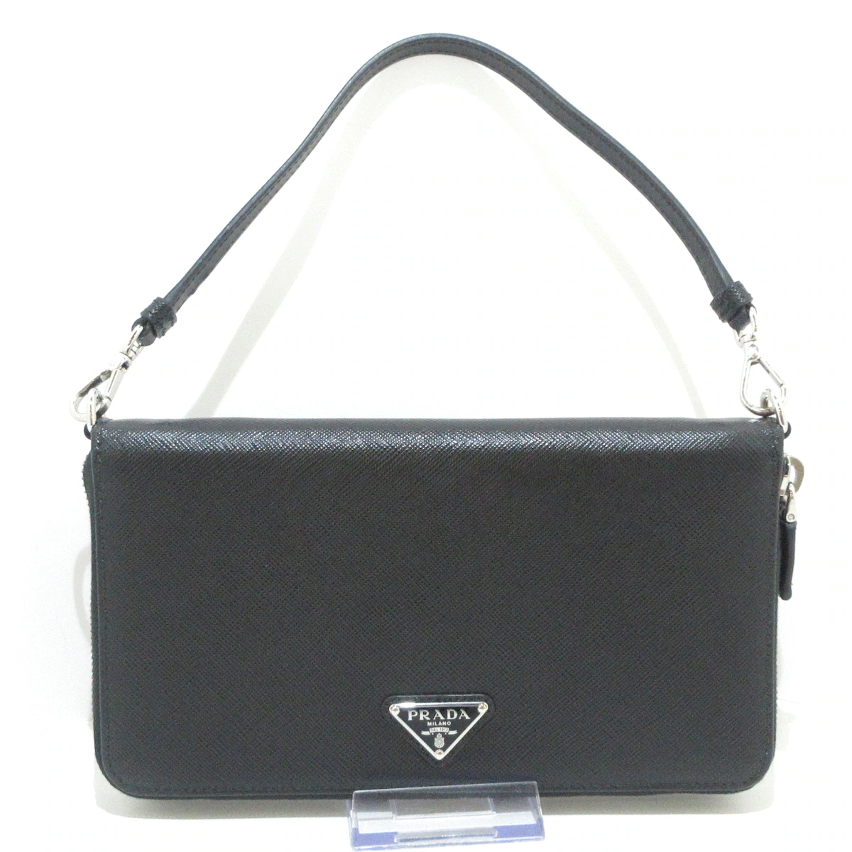 PRADA - Black Saffiano Leather Document Holder Other Style Wallet