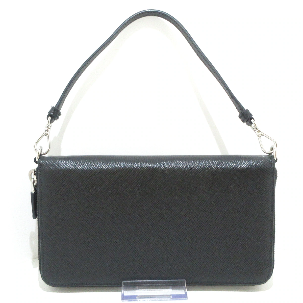 PRADA - Black Saffiano Leather Document Holder Other Style Wallet