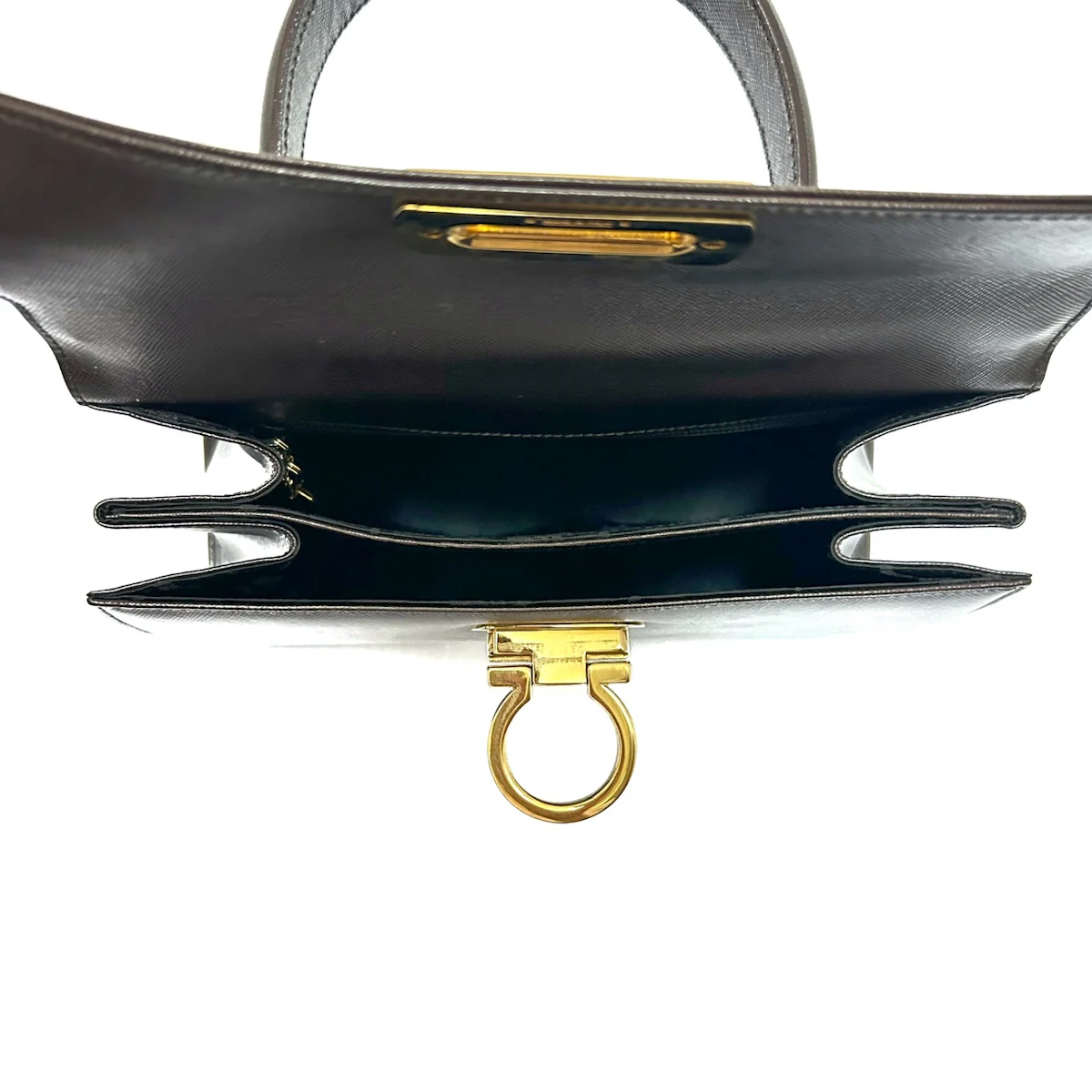SALVATORE FERRAGAMO - Gancini Shoulder Bag Dark Brown Leather