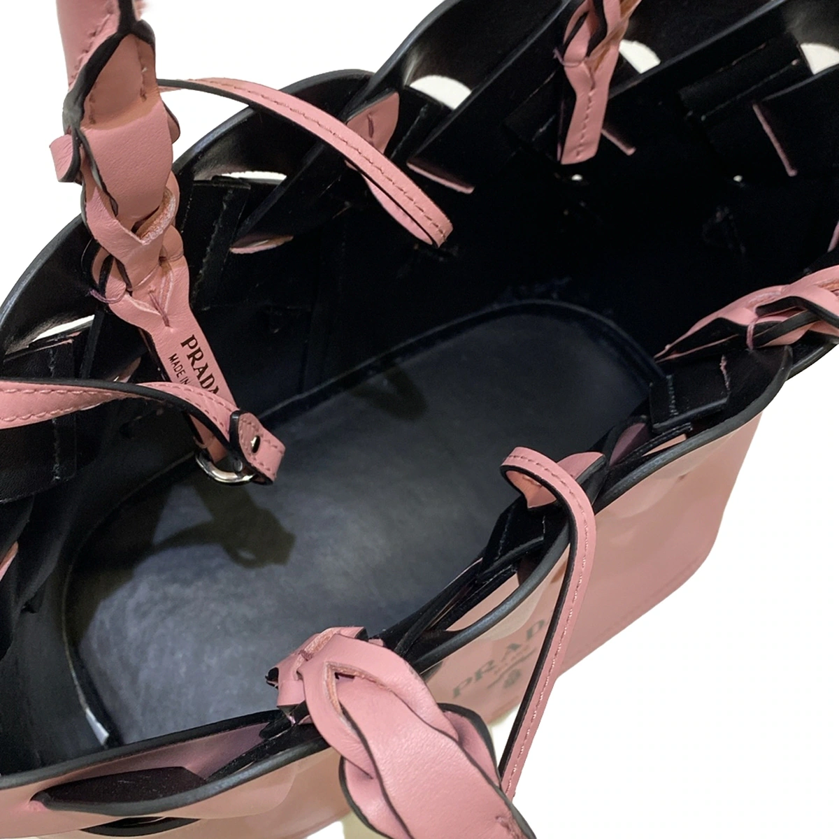 PRADA - Vitello Intrecciato Tote Bag Pink Calf Leather