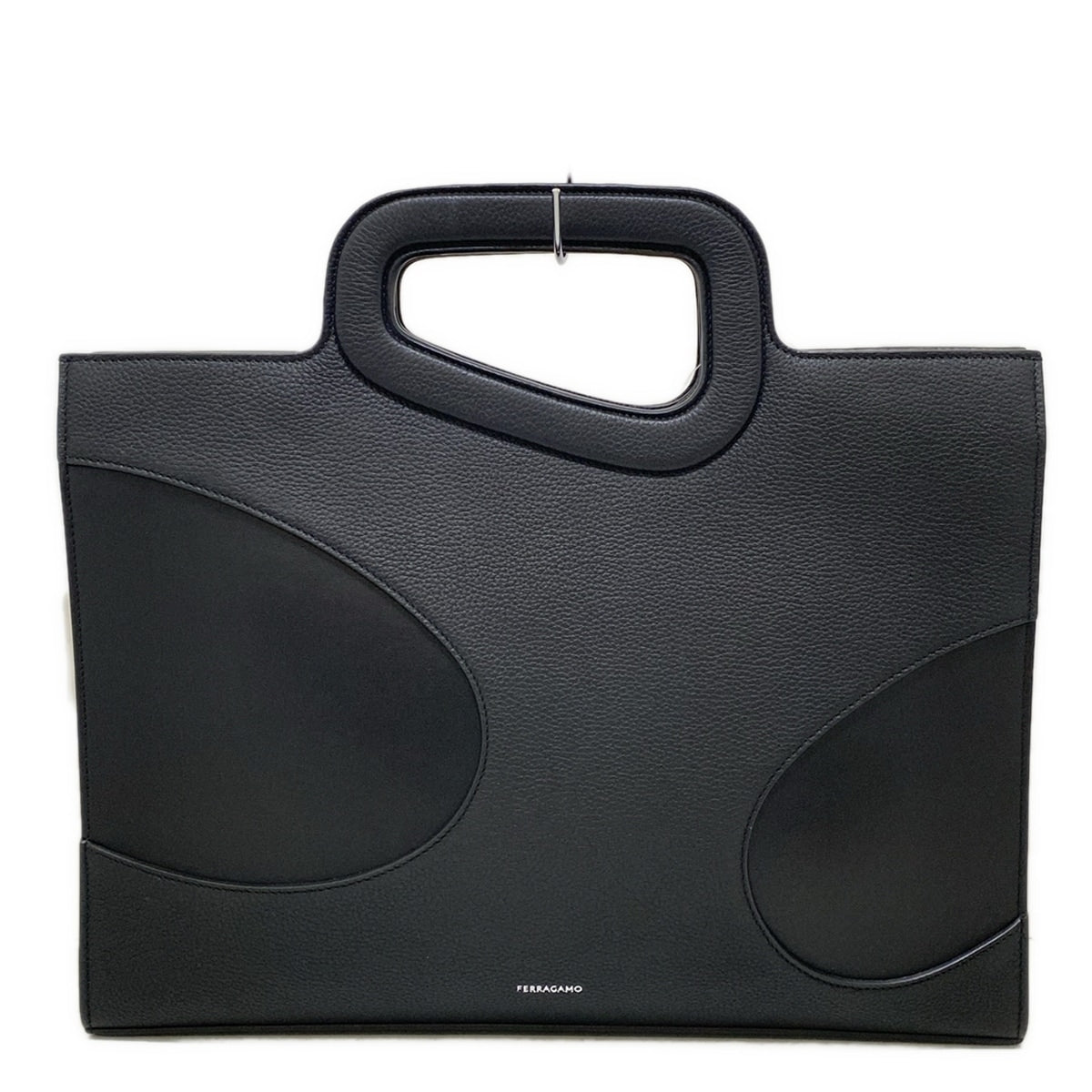SALVATORE FERRAGAMO - Cut Out Business Bag Black Leather