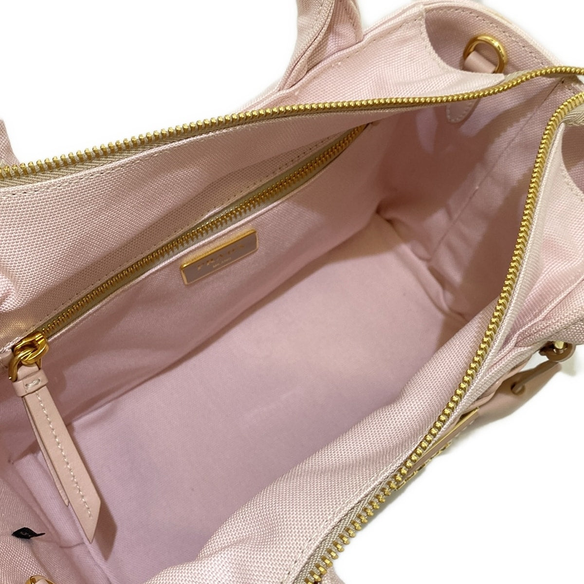 PRADA - Wicker Pink Rattan Canvas Leather Crossbody Bag