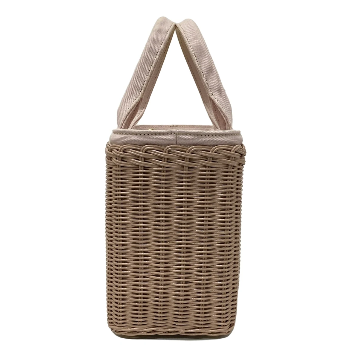 PRADA - Wicker Pink Rattan Canvas Leather Crossbody Bag