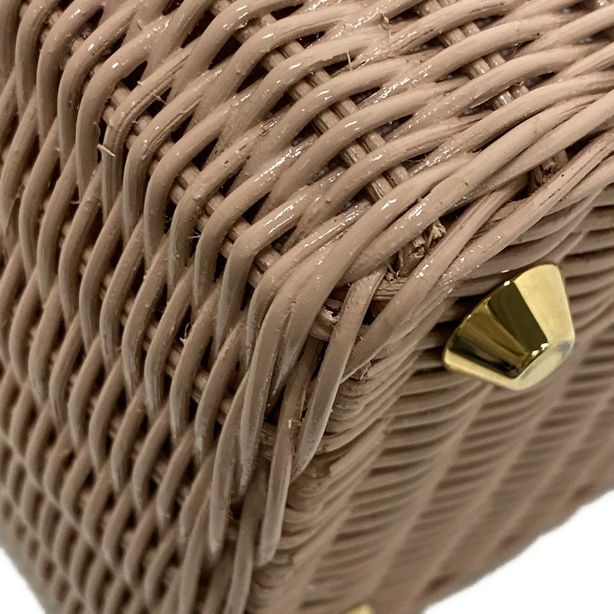 PRADA - Wicker Pink Rattan Canvas Leather Crossbody Bag