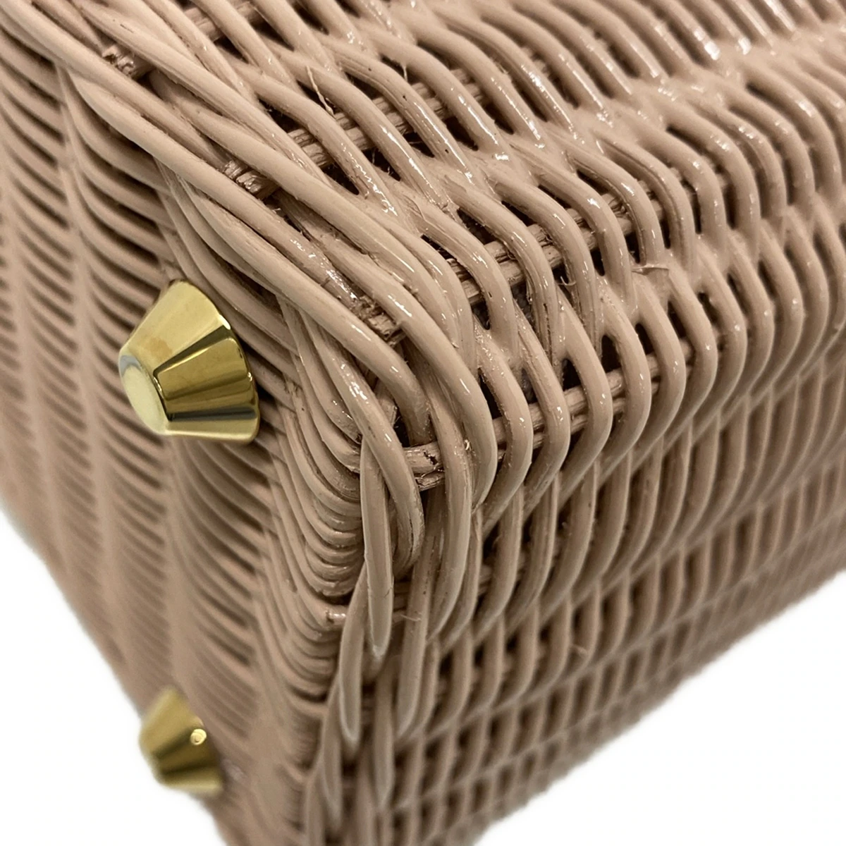 PRADA - Wicker Pink Rattan Canvas Leather Crossbody Bag
