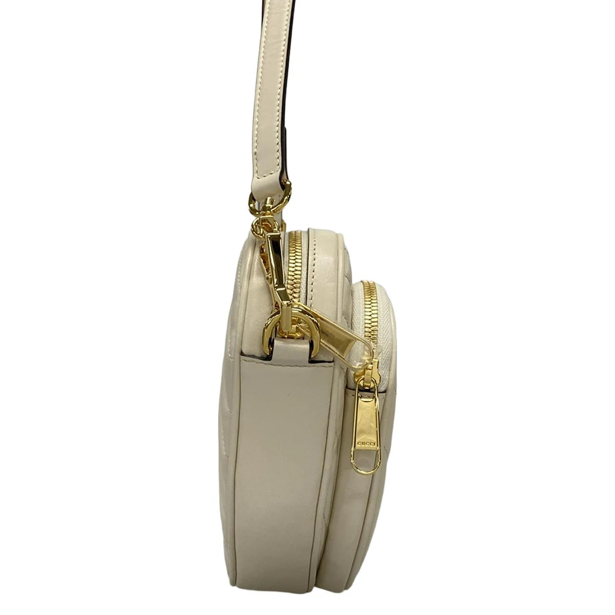 PRE-OWNED GG White Leather Interlocking G Shoulder Bag