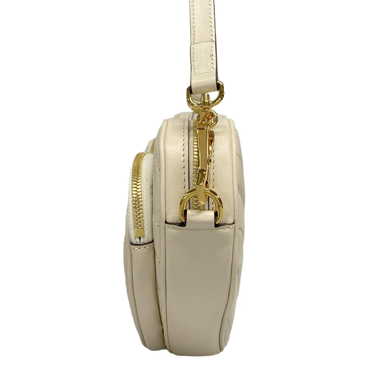 PRE-OWNED GG White Leather Interlocking G Shoulder Bag