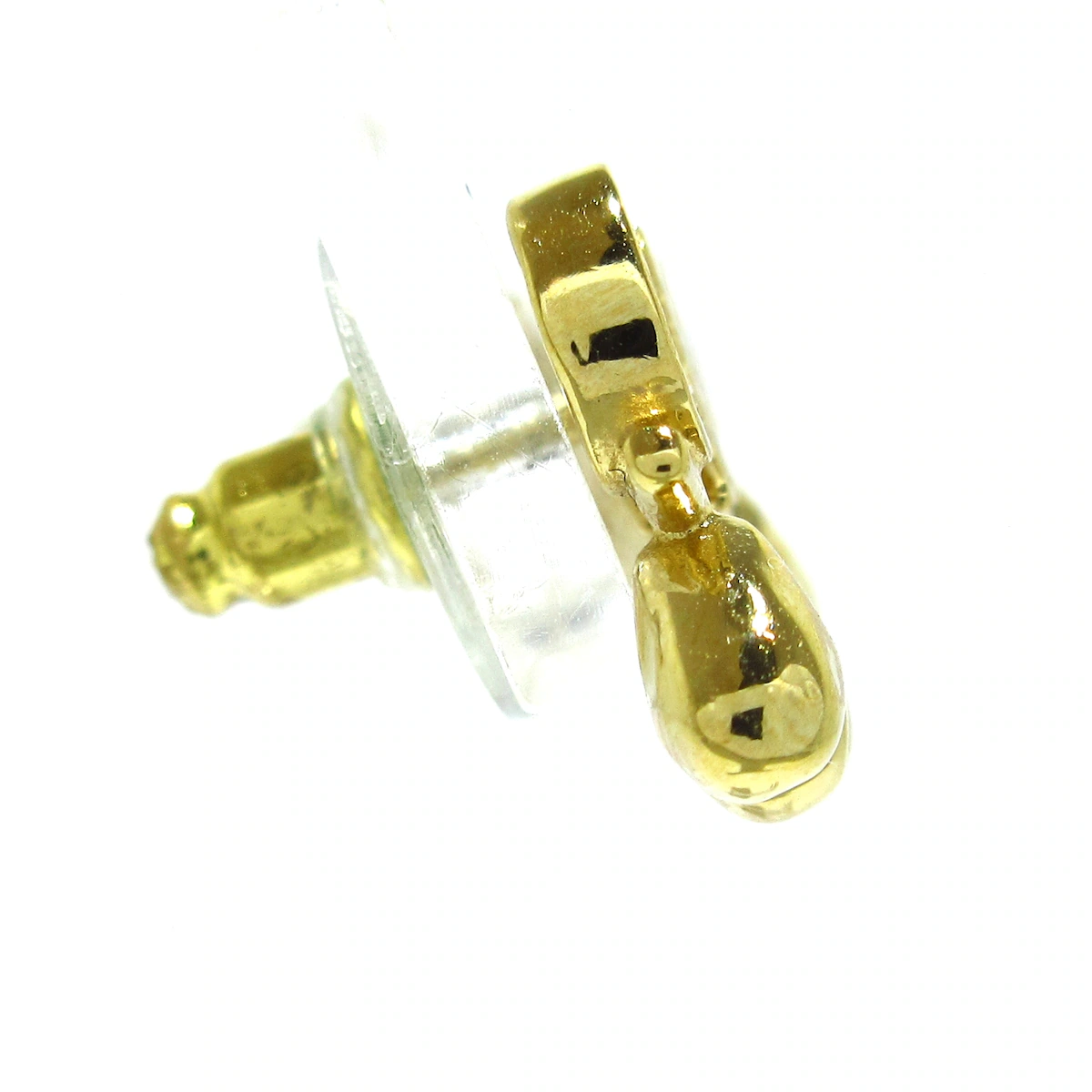 PRE-OWNED CC Crystal Heart Cha-Nel Logo Earrings Gold