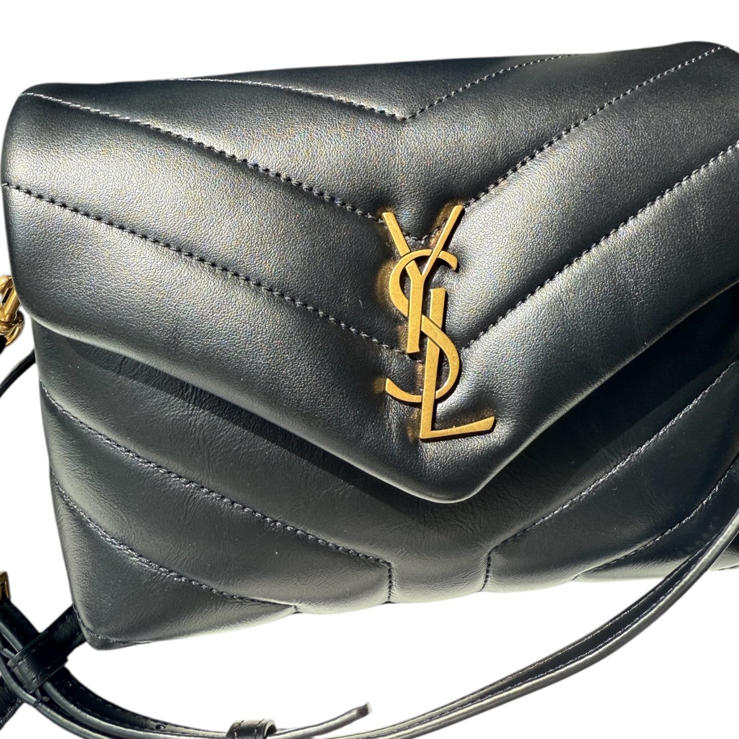 PRE-OWNED Black Calfskin Y Quilted Monogram Toy Loulou