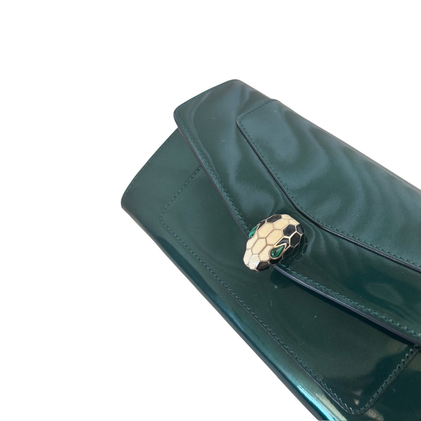 PRE-OWNED Green Vernis Leather Serpenti Forever Wallet