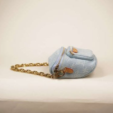 PRE-OWNED LV Mini Bumbag Denim ( 2 Part)